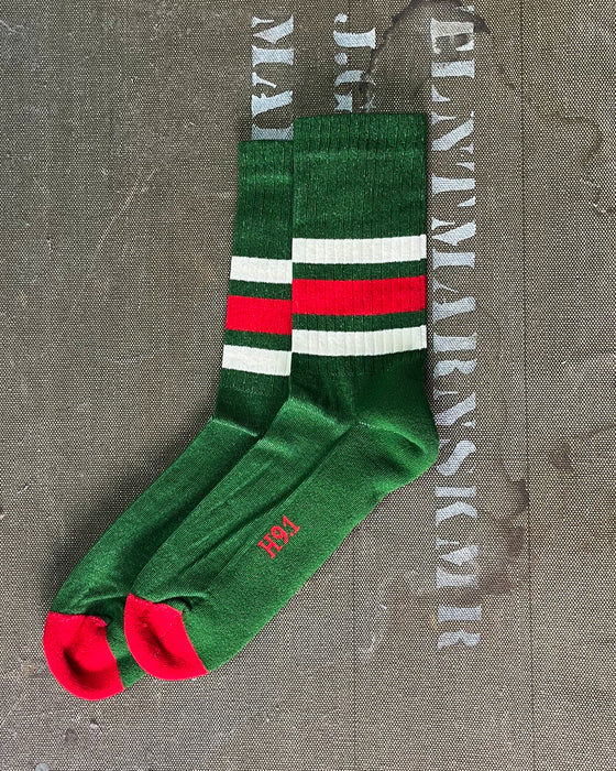 Heritage 9.1 Rucker Green White Red White Socks